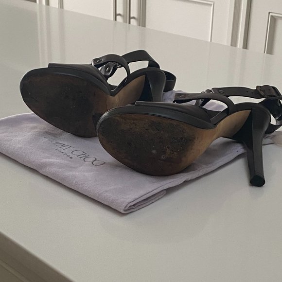 Brown Leather Jimmy Choo Strappy Sandals 38 - Picture 6 of 6